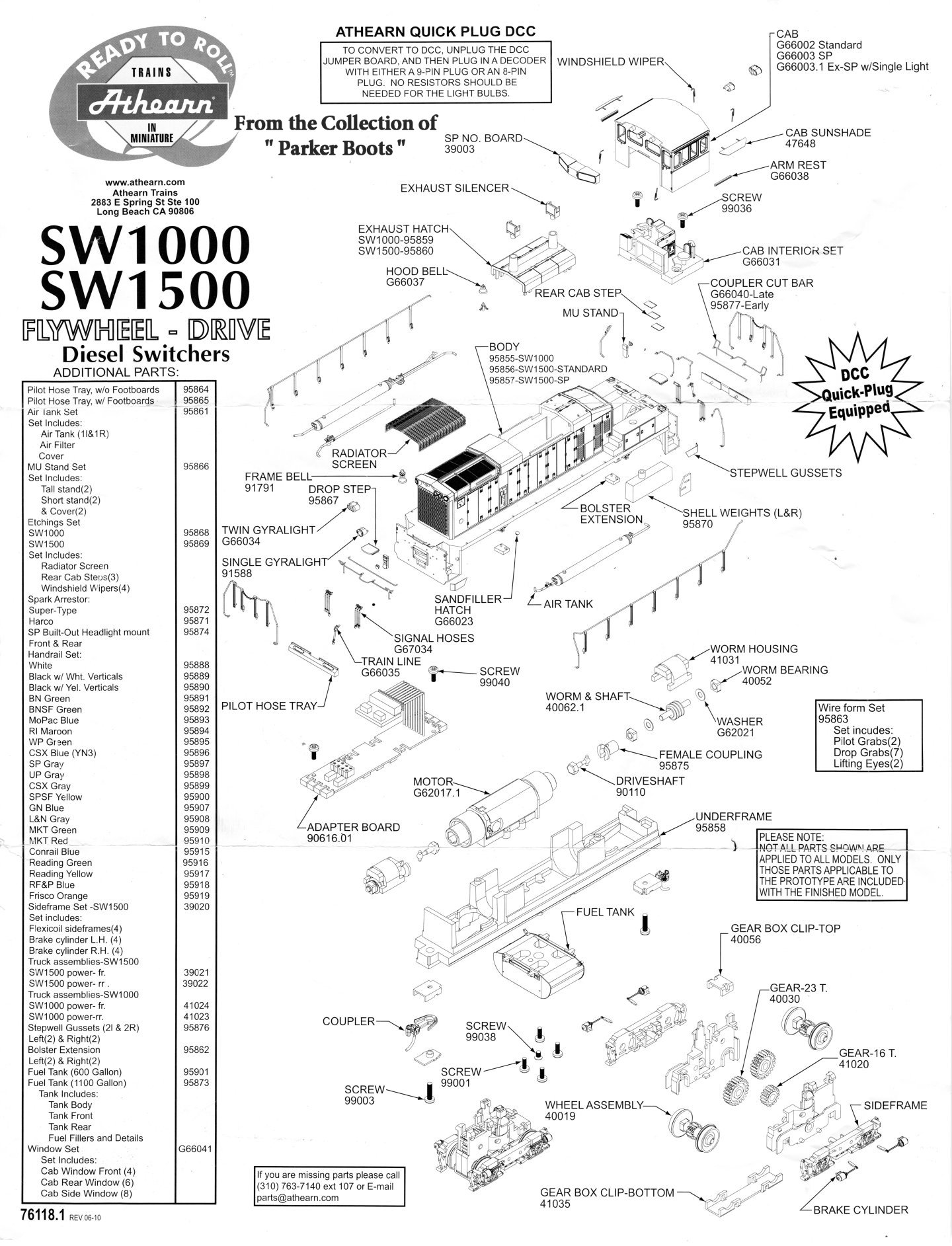 Athearn Parts Diagrams