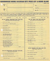 Roundhouse Price List 1952